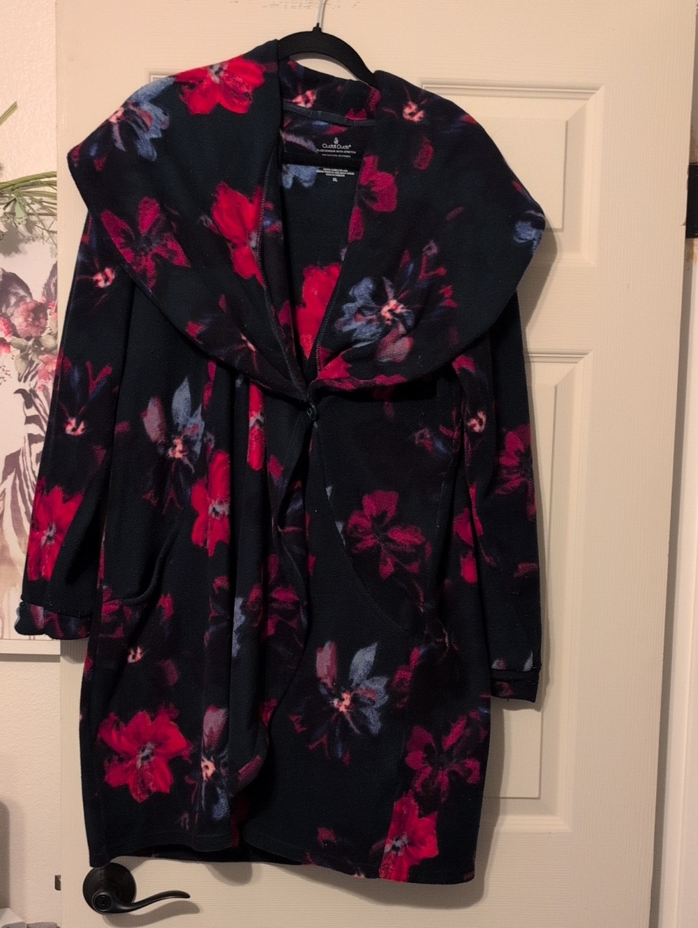 Cuddl Duds Floral Fleece Long Cardigan.